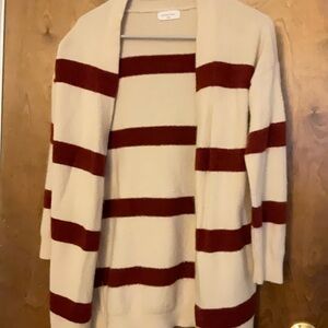 Striped Cardigan - Cream and Red